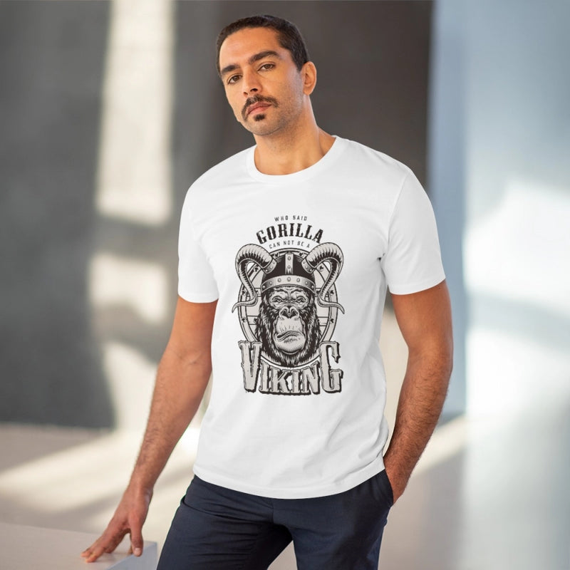 Mayawye Men's PC Cotton Gorila Desing Printed T Shirt (Color: White, Thread Count: 180GSM)