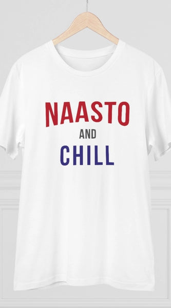 Mayawye Men's PC Cotton Nasto And Chill Printed T Shirt (Color: White, Thread Count: 180GSM)
