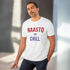 Mayawye Men's PC Cotton Nasto And Chill Printed T Shirt (Color: White, Thread Count: 180GSM)