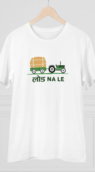 Mayawye Men's PC Cotton Load Na Lee Printed T Shirt (Color: White, Thread Count: 180GSM)