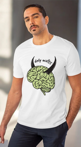 Mayawye Men's PC Cotton Dirty Minddid Printed T Shirt (Color: White, Thread Count: 180GSM)