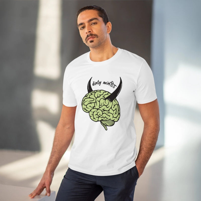 Mayawye Men's PC Cotton Dirty Minddid Printed T Shirt (Color: White, Thread Count: 180GSM)