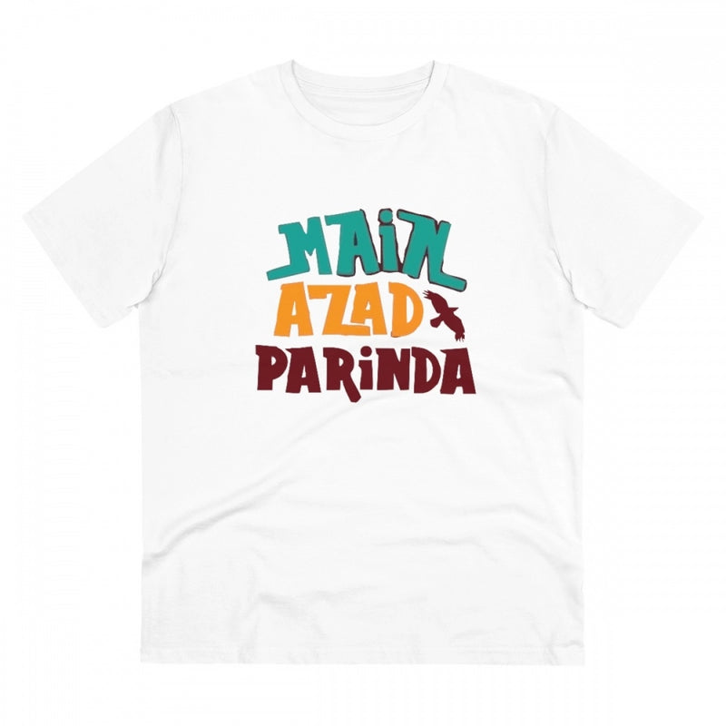 Mayawye Men's PC Cotton Me Azad Parinda Printed T Shirt (Color: White, Thread Count: 180GSM)