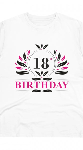 Mayawye Men's PC Cotton 18th Birthday Printed T Shirt (Color: White, Thread Count: 180GSM)