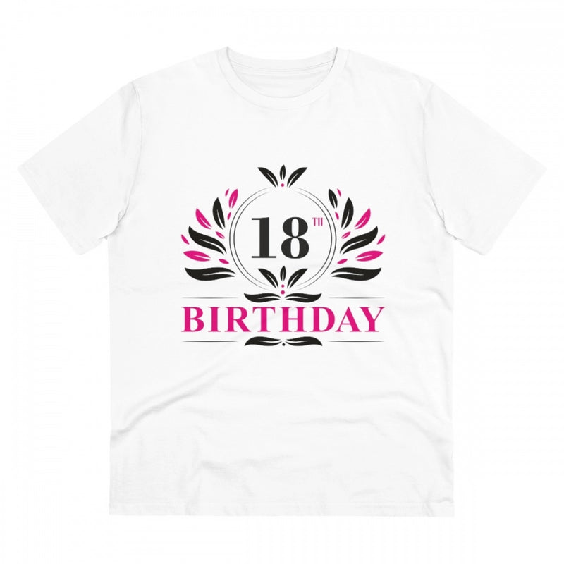 Mayawye Men's PC Cotton 18th Birthday Printed T Shirt (Color: White, Thread Count: 180GSM)