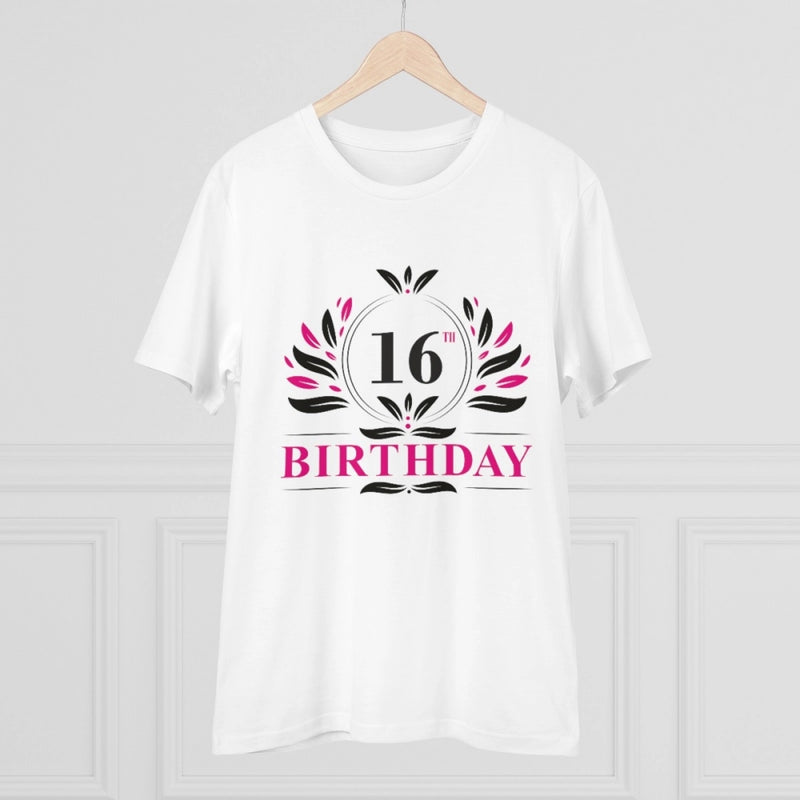 Mayawye Men's PC Cotton 16th Birthday Printed T Shirt (Color: White, Thread Count: 180GSM)