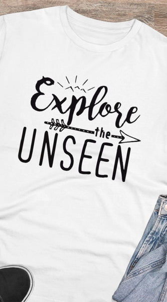 Mayawye Men's PC Cotton Explore The Unseen Printed T Shirt (Color: White, Thread Count: 180GSM)