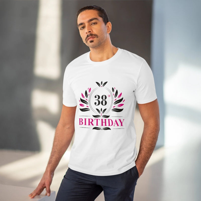 Mayawye Men's PC Cotton 38th Birthday Printed T Shirt (Color: White, Thread Count: 180GSM)