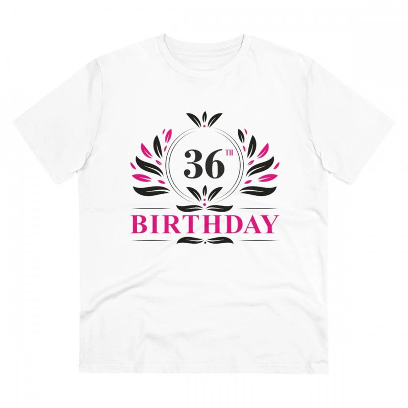 Mayawye Men's PC Cotton 36th Birthday Printed T Shirt (Color: White, Thread Count: 180GSM)