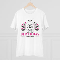 Mayawye Men's PC Cotton 35th Birthday Printed T Shirt (Color: White, Thread Count: 180GSM)