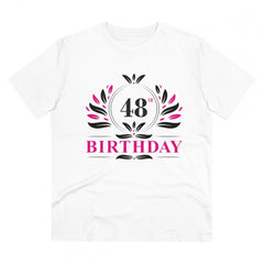 Mayawye Men's PC Cotton 48th Birthday Printed T Shirt (Color: White, Thread Count: 180GSM)