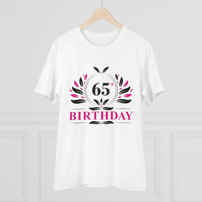 Mayawye Men's PC Cotton 65th Birthday Printed T Shirt (Color: White, Thread Count: 180GSM)