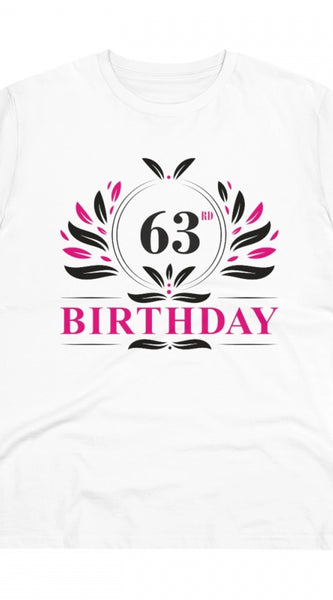 Mayawye Men's PC Cotton 63rd Birthday Printed T Shirt (Color: White, Thread Count: 180GSM)