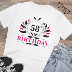 Mayawye Men's PC Cotton 58th Birthday Printed T Shirt (Color: White, Thread Count: 180GSM)