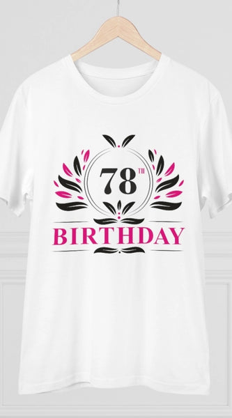 Mayawye Men's PC Cotton 78th Birthday Printed T Shirt (Color: White, Thread Count: 180GSM)