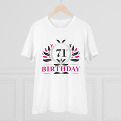 Mayawye Men's PC Cotton 71st Birthday Printed T Shirt (Color: White, Thread Count: 180GSM)