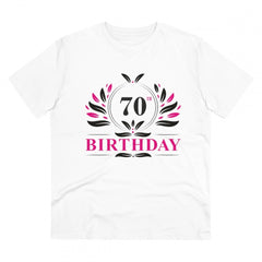 Mayawye Men's PC Cotton 70th Birthday Printed T Shirt (Color: White, Thread Count: 180GSM)