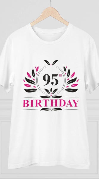 Mayawye Men's PC Cotton 95th Birthday Printed T Shirt (Color: White, Thread Count: 180GSM)