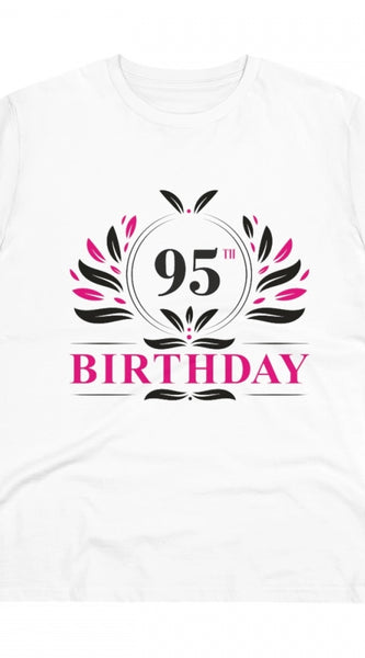 Mayawye Men's PC Cotton 95th Birthday Printed T Shirt (Color: White, Thread Count: 180GSM)