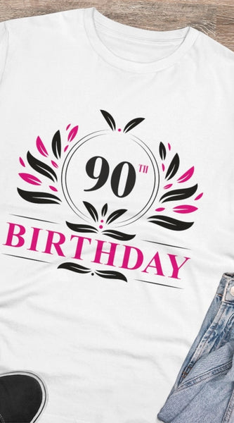 Mayawye Men's PC Cotton 90th Birthday Printed T Shirt (Color: White, Thread Count: 180GSM)