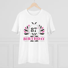 Mayawye Men's PC Cotton 87th Birthday Printed T Shirt (Color: White, Thread Count: 180GSM)