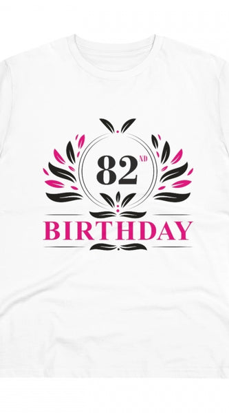 Mayawye Men's PC Cotton 82nd Birthday Printed T Shirt (Color: White, Thread Count: 180GSM)