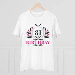 Mayawye Men's PC Cotton 81st Birthday Printed T Shirt (Color: White, Thread Count: 180GSM)
