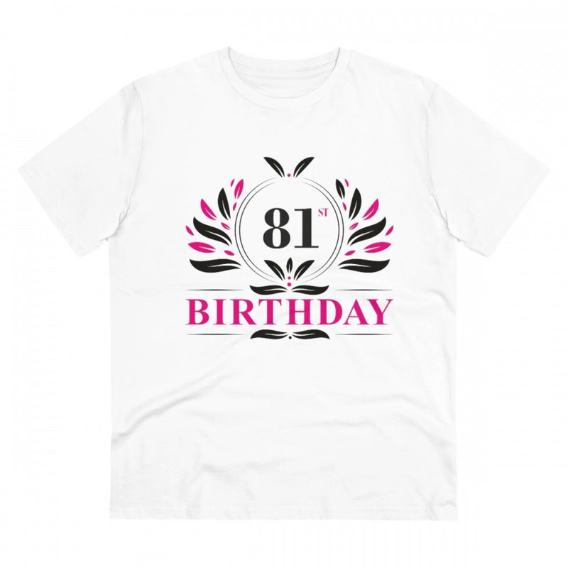 Mayawye Men's PC Cotton 81st Birthday Printed T Shirt (Color: White, Thread Count: 180GSM)