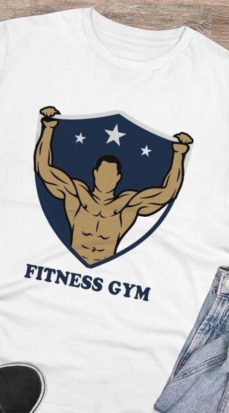 Mayawye Men's PC Cotton Fittnes Gym Printed T Shirt (Color: White, Thread Count: 180GSM)