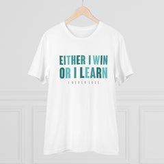 Mayawye Men's PC Cotton Either I Win Or I Learn Printed T Shirt (Color: White, Thread Count: 180GSM)