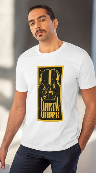 Mayawye Men's PC Cotton Darth Vader Printed T Shirt (Color: White, Thread Count: 180GSM)