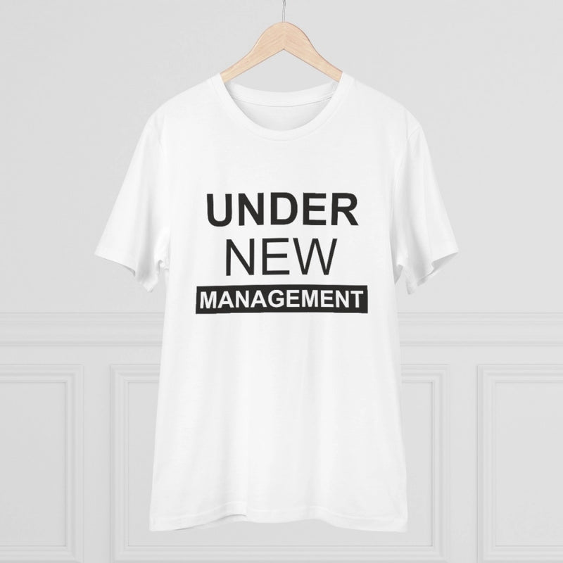 Mayawye Men's PC Cotton Under New Management Desing Printed T Shirt (Color: White, Thread Count: 180GSM)