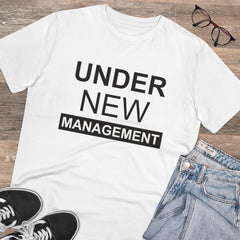 Mayawye Men's PC Cotton Under New Management Desing Printed T Shirt (Color: White, Thread Count: 180GSM)