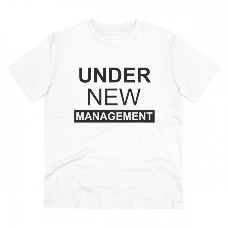 Mayawye Men's PC Cotton Under New Management Desing Printed T Shirt (Color: White, Thread Count: 180GSM)