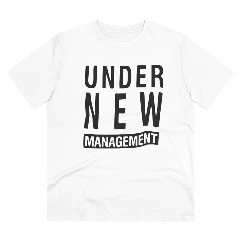 Mayawye Men's PC Cotton Under New Management Desing Printed T Shirt (Color: White, Thread Count: 180GSM)