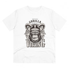 Mayawye Men's PC Cotton Gorila Desing Printed T Shirt (Color: White, Thread Count: 180GSM)