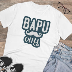 Mayawye Men's PC Cotton Baapu Printed T Shirt (Color: White, Thread Count: 180GSM)