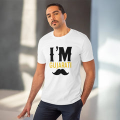 Mayawye Men's PC Cotton I Am Gujarati Printed T Shirt (Color: White, Thread Count: 180GSM)