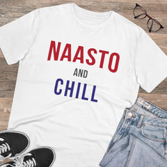 Mayawye Men's PC Cotton Nasto And Chill Printed T Shirt (Color: White, Thread Count: 180GSM)
