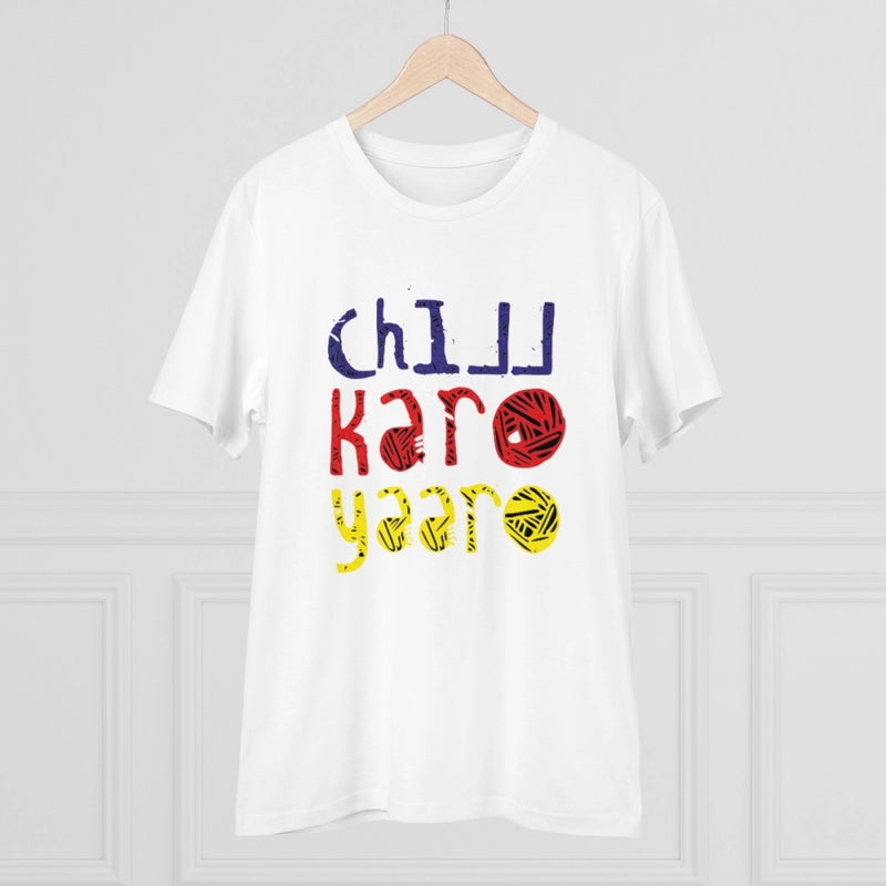 Mayawye Men's PC Cotton Chil Karo Yaar Printed T Shirt (Color: White, Thread Count: 180GSM)