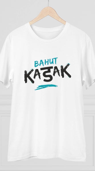 Mayawye Men's PC Cotton Bahot Kadak Printed T Shirt (Color: White, Thread Count: 180GSM)
