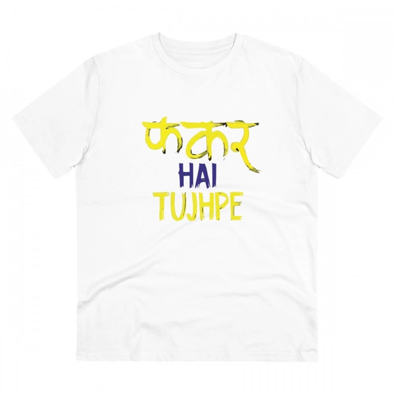 Mayawye Men's PC Cotton Phakar Hai Tuhjpe Printed T Shirt (Color: White, Thread Count: 180GSM)