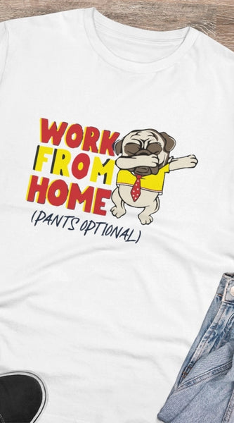 Mayawye Men's PC Cotton Work From Home Desing Printed T Shirt (Color: White, Thread Count: 180GSM)