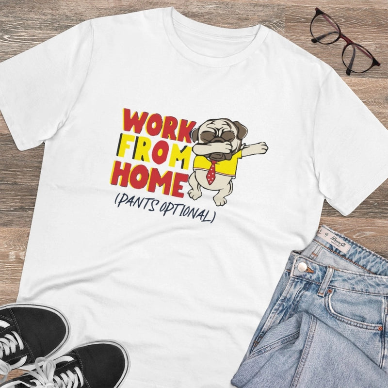 Mayawye Men's PC Cotton Work From Home Desing Printed T Shirt (Color: White, Thread Count: 180GSM)
