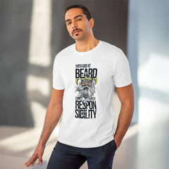 Mayawye Men's PC Cotton With Great Beard Comes Printed T Shirt (Color: White, Thread Count: 180GSM)