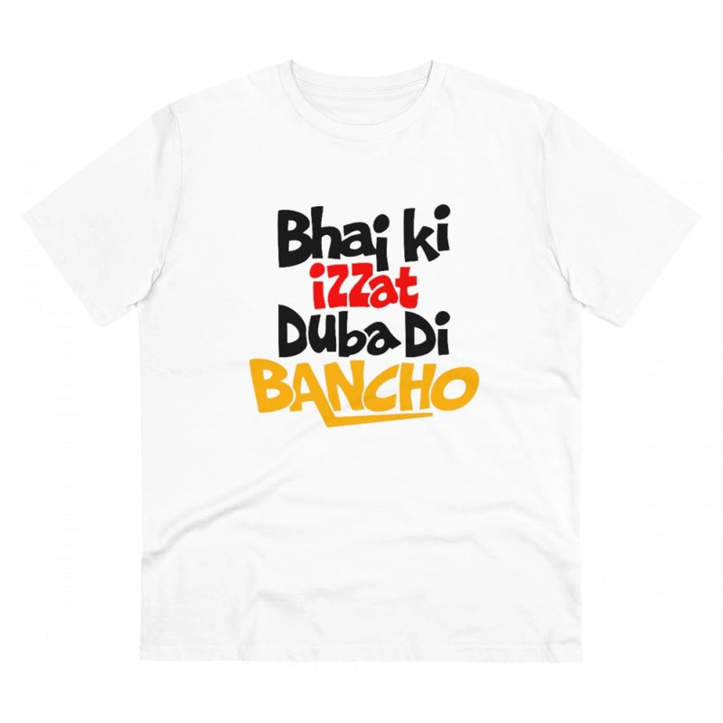 Mayawye Men's PC Cotton Bhai Ki Izzat Dubadi Bancho Printed T Shirt (Color: White, Thread Count: 180GSM)
