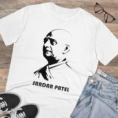 Mayawye Men's PC Cotton Sardar Patel Printed T Shirt (Color: White, Thread Count: 180GSM)