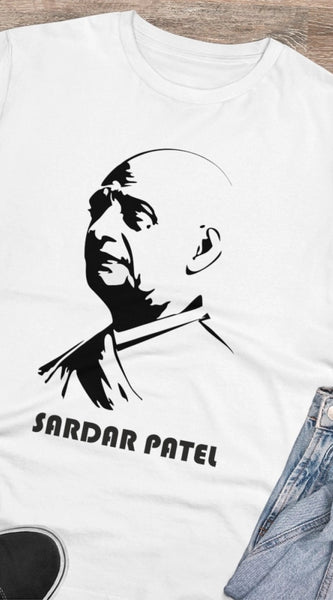 Mayawye Men's PC Cotton Sardar Patel Printed T Shirt (Color: White, Thread Count: 180GSM)