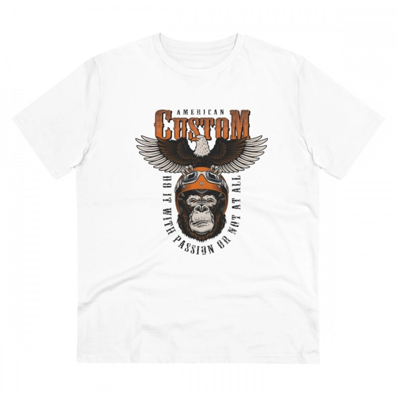 Mayawye Men's PC Cotton Gorila Desing Printed T Shirt (Color: White, Thread Count: 180GSM)