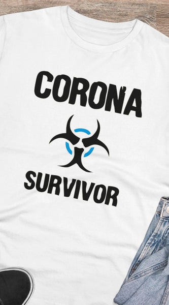 Mayawye Men's PC Cotton Corona Survivor Printed T Shirt (Color: White, Thread Count: 180GSM)